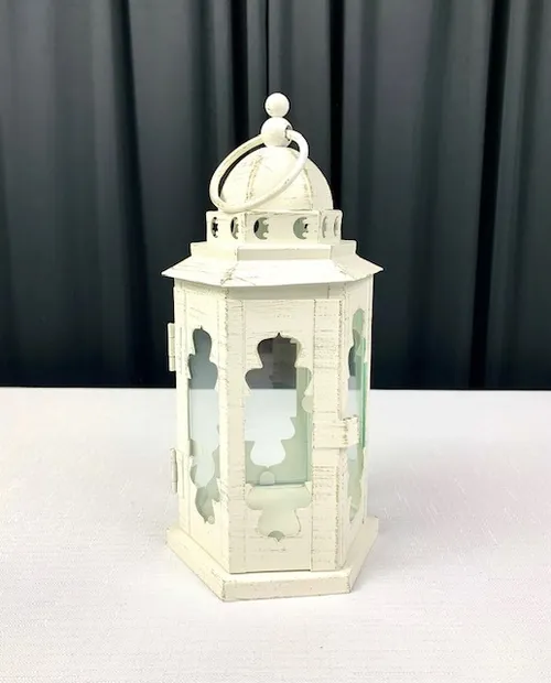 Small White Decorative Metal Lantern