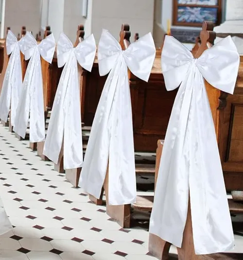 Large White Wedding Pew Bow