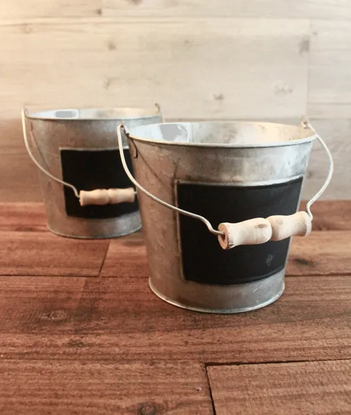 Galvanized Metal Bucket w/ Chalk Panel