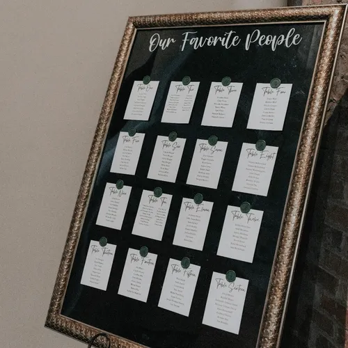 Gold Framed Seating Chart