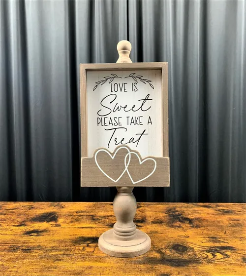 Love is Sweet Sign on Pedestal