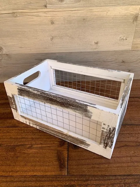 White Distressed Wood Card Box 