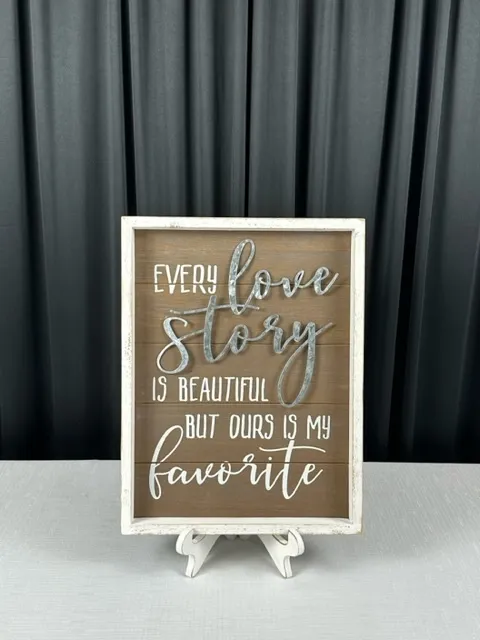 Our Love Story Wood w/ Metal Accent Wall Hanging