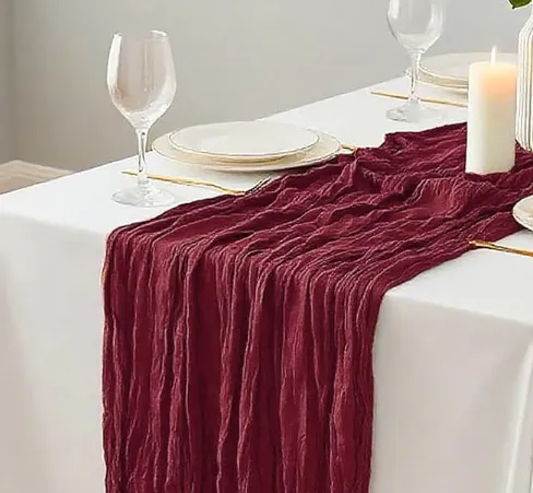 Burgundy Cheesecloth Table Runner