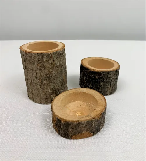 Wood Slice Candle Holders Set of Three