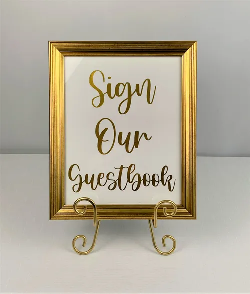 Gold Framed Guestbook Sign w/ Easel