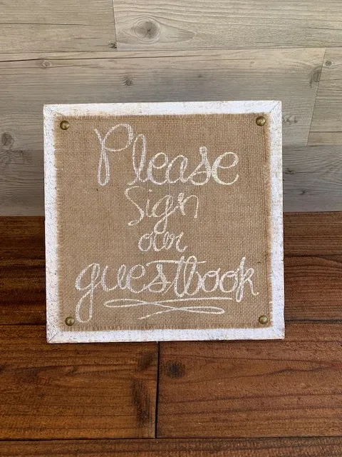 Wood w/ Burlap Guestbook Sign