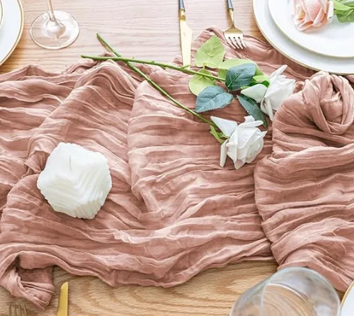 Dusty Rose Cheesecloth Table Runner