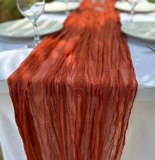 Terracotta Cheesecloth Table Runner 