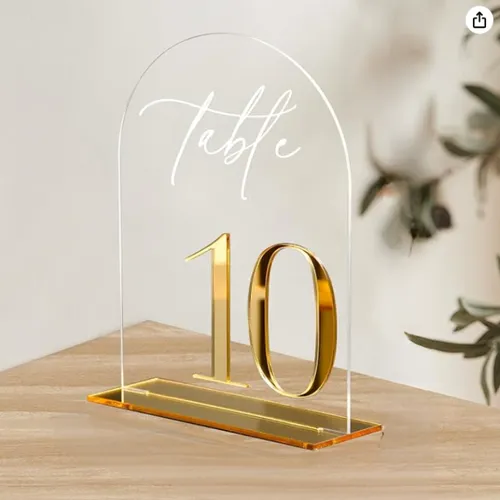 Acrylic and Gold Arch Table Number 
