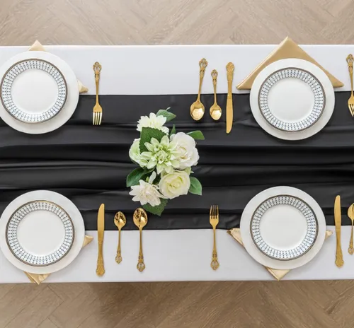 Black Chiffon Table Runner 14