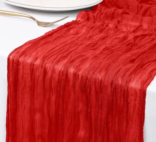 Red Cheesecloth Table Runner