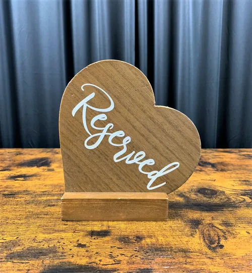 Wood Heart-Shaped Reserved Sign