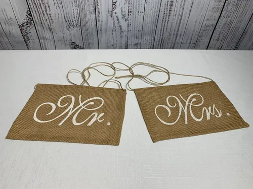 Burlap Hanging Mr. & Mrs. Signs