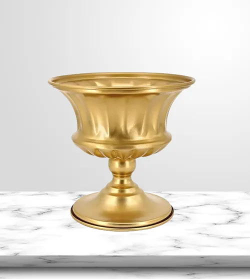 Gold Metal Compote Vase 5.9