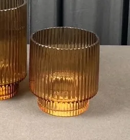 Medium Amber Glass Ribbed Vase 