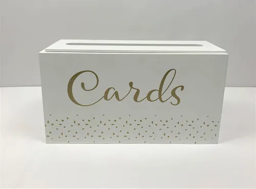 White w/ Gold Wood Card Box