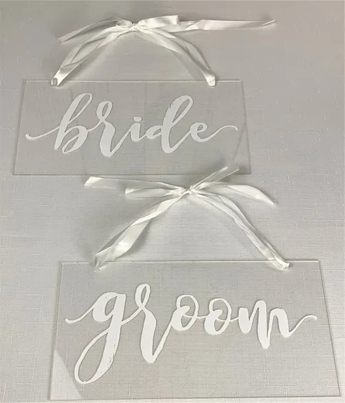 Acrylic Hanging Bride & Groom Signs
