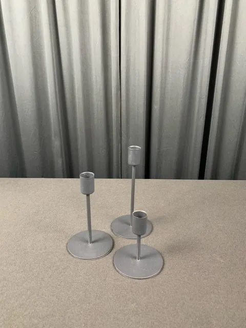 Set of 3 Black Candlesticks
