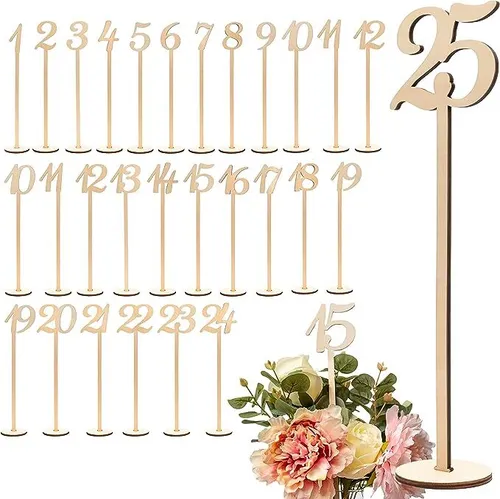Wood Table Number with Stand