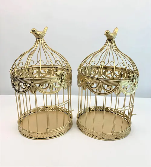Medium Gold Metal Bird Cage