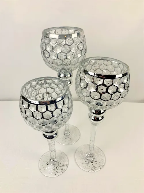 Set of Silver Mercury Candle Holders