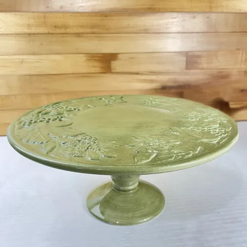 Green Vintage Pedestal Cake Stand