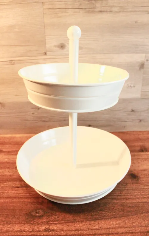 2 Tier White Metal Dessert Stand