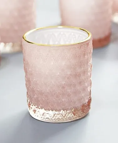 Blush Pink Votive with Gold Rim
