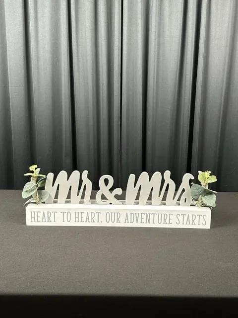 White & Gray Wood Mr. & Mrs. Sign