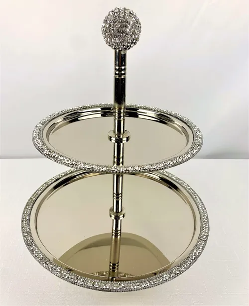 Silver 2 Tier Dessert Stand