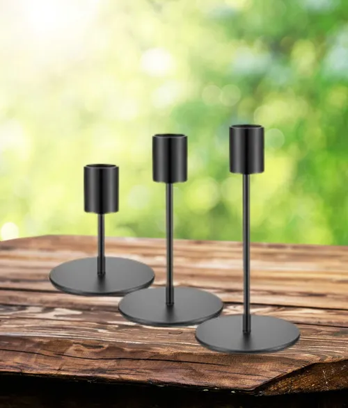Matte Black Candlestick Set of 3