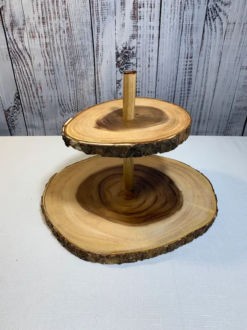 Wood 2 Tier Dessert Stand