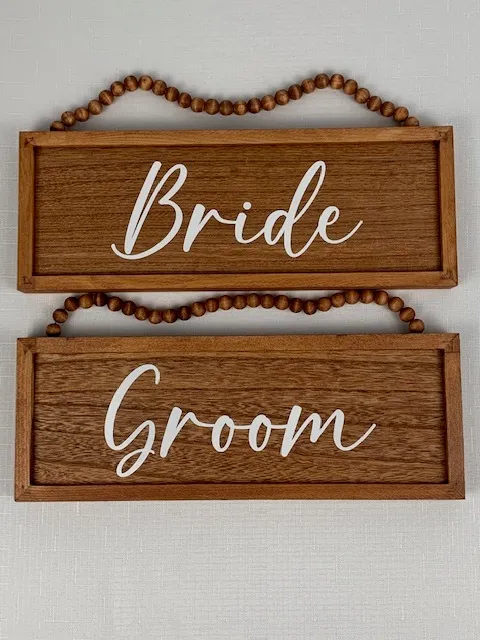Wood Hanging Bride & Groom Signs
