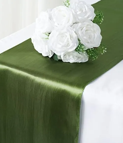 Olive Green Satin Table Runner
