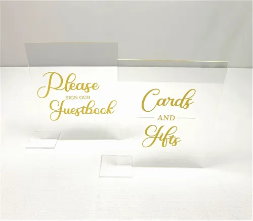 Acrylic w/ Gold Cards & Gifts and Guestbook Signs