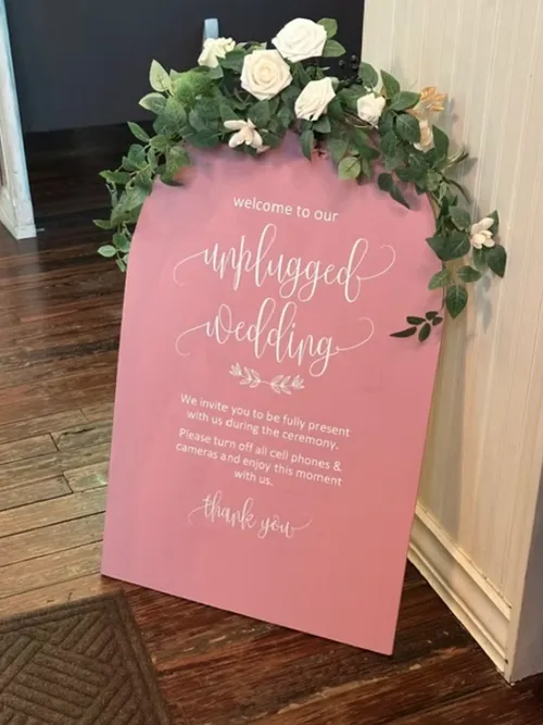 Pink Arched Unplugged Sign