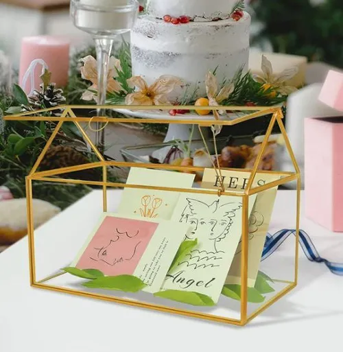 Glass Card Box w/ Gold Trim