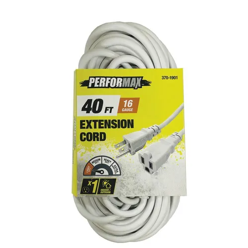 40ft White Light Duty Extension Cord