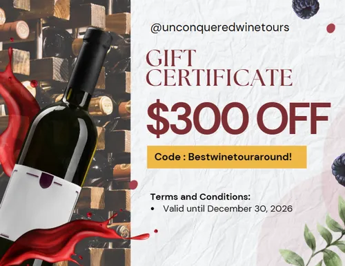 $300 gift certificate! Elegant, instantly printable & deliverable. Select any tour date as a place holder then select 'This is a gift and I require a voucher' from drop-down @ checkout. The recipient may book any preferred date afterwards!