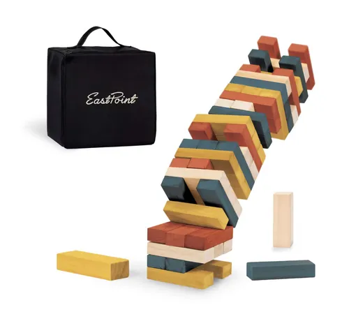 XL Wooden Stacking Game – 54 Oversized Blocks with Storage Bag for Outdoor and Indoor Family Fun