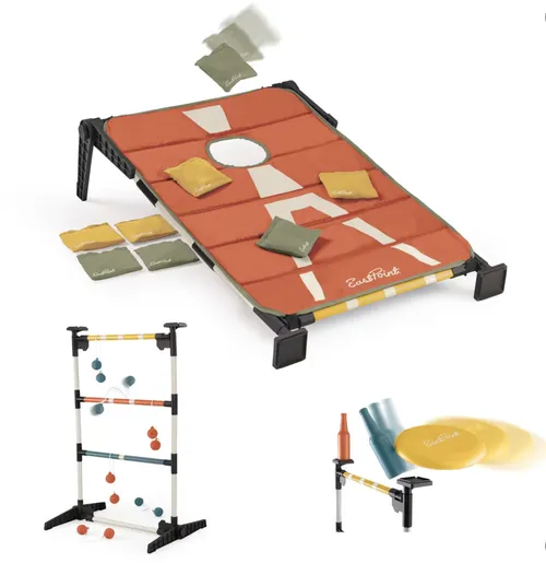 3-in-1 Backyard & Tailgate Game Combo Set with Ladderball and Bottle Smash
