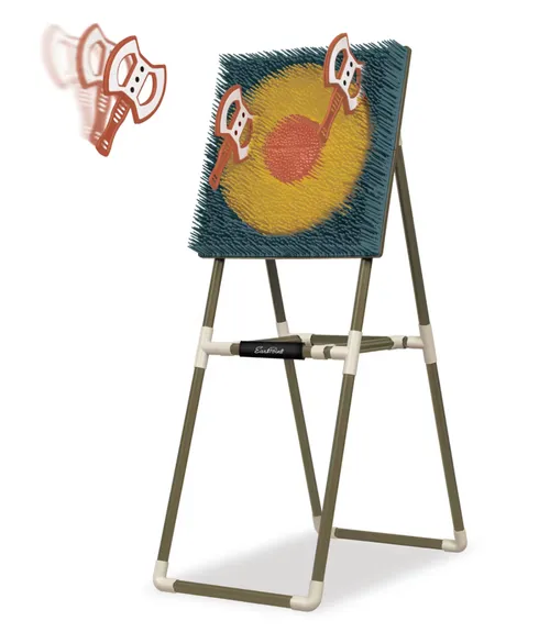 2 in 1 Outdoor Game Set – Axe Throw Target Game with 3 Safety Axes and Lawn Darts