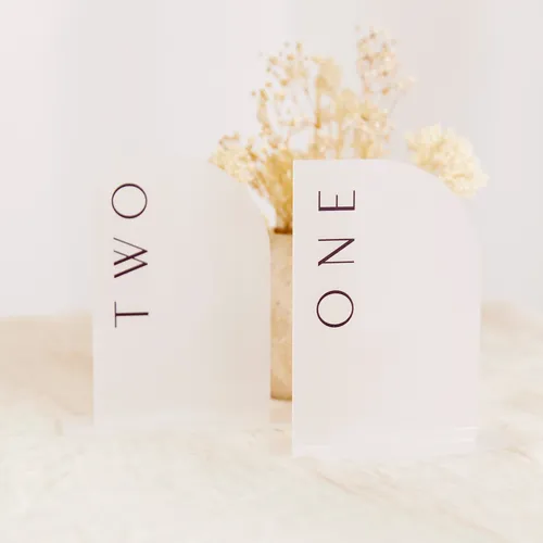 Table Numbers - White Frost Half Arch