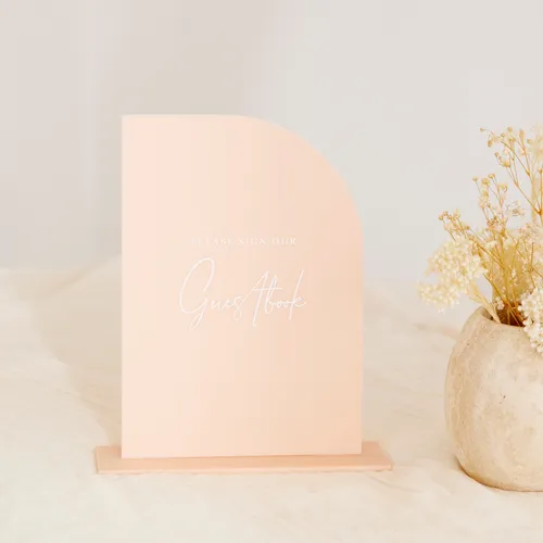 Guestbook Sign - Blush / White Half Arch