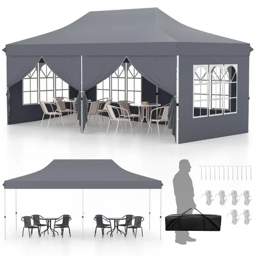 Partyzelt 6 x 3 m Faltpavillon - anthrazit oder beige