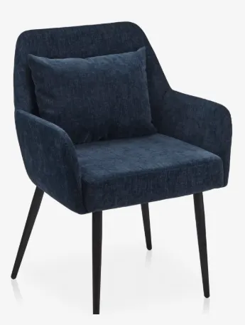Navy Fabric and Metal Accent Chair