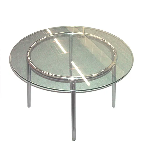Table a Diner en chrome et verre / Glass and Chrome Dining Table