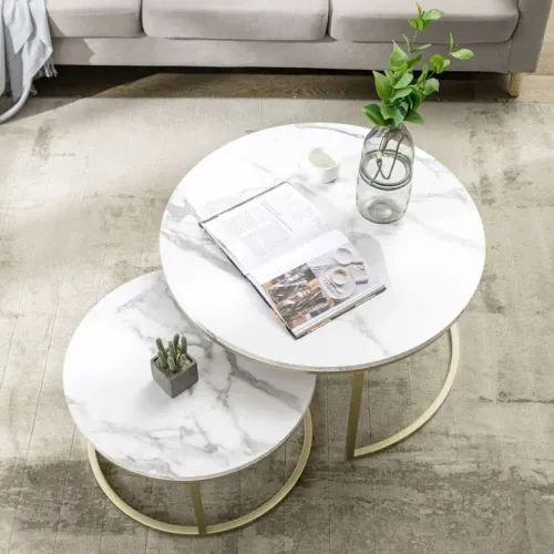 Double Coffee Table Marble Tops