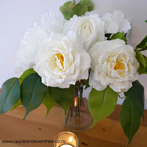 Faux flower Vase - White and Green